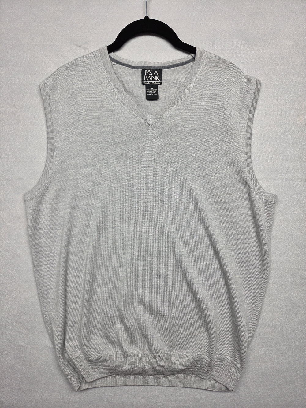 Jos. A. Bank Men's Light Gray V-Neck Sweater Vest Wool XL